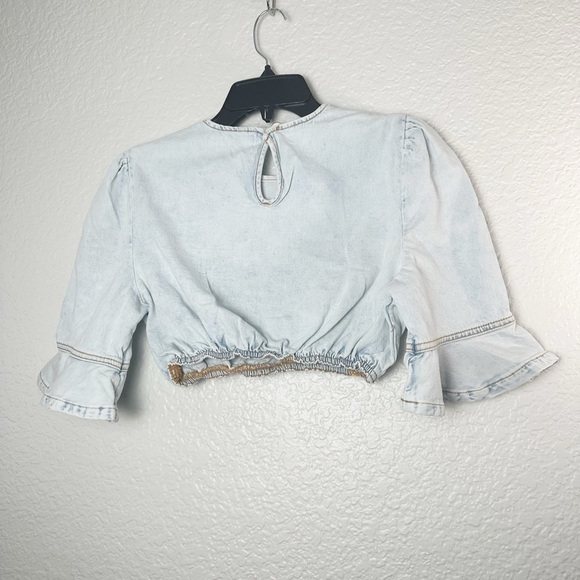 NWT Revolve WeWoreWhat Cropped Denim Top and Cut Out Skirt - Picture 8 of 10